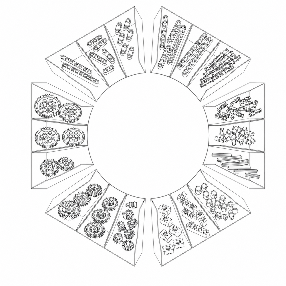 Bin ring with pieces